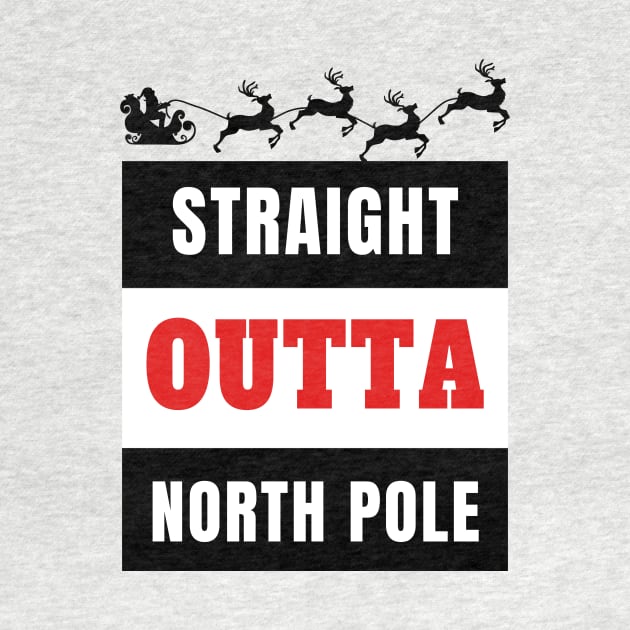 Straight Outta North Pole Santa Riding A Sled Silhouette Gift by klimentina